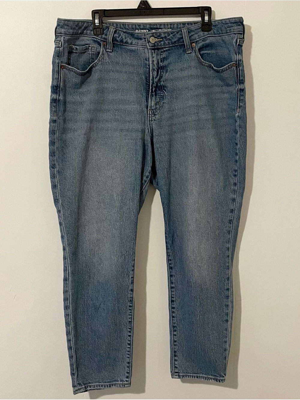 Old Navy High Rise OG Straight Leg Denim Jeans Blue Light Wash Size 16